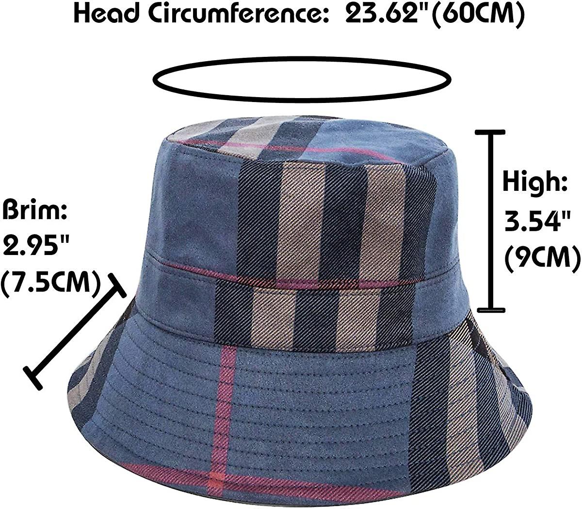 Plaid Tartan Bucket Hats For Women Vintage Rollable Fisherman Sun Cap