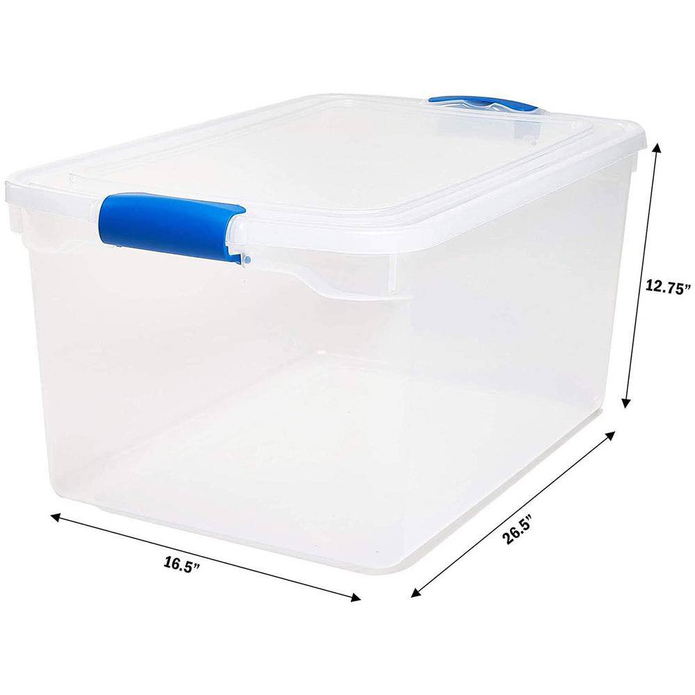 HOMZ 66 qt. Heavy Duty Modular Stackable Storage Containers in Clear (4-Pack) 2 x 3442CLRDC.02