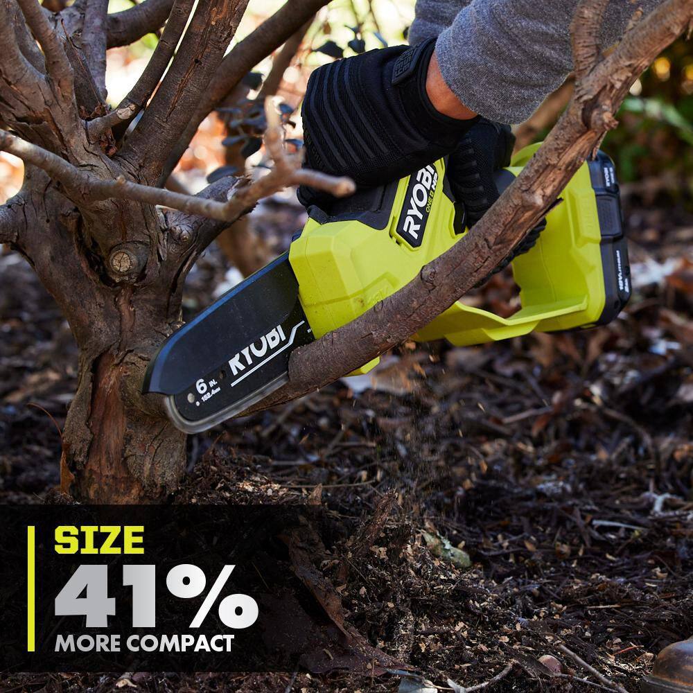 RYOBI ONE+ HP 18V Brushless 6 in. Battery Compact Pruning Mini Chainsaw (Tool Only) P25013BTL