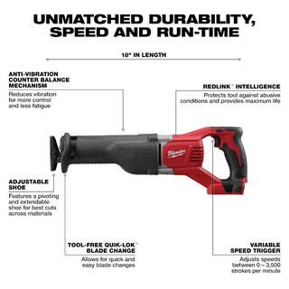 MW M18 18V Lithium-Ion Cordless SAWZALL Reciprocating Saw with M18 Starter Kit (1) 5.0Ah Battery and Charger 2621-20-48-59-1850