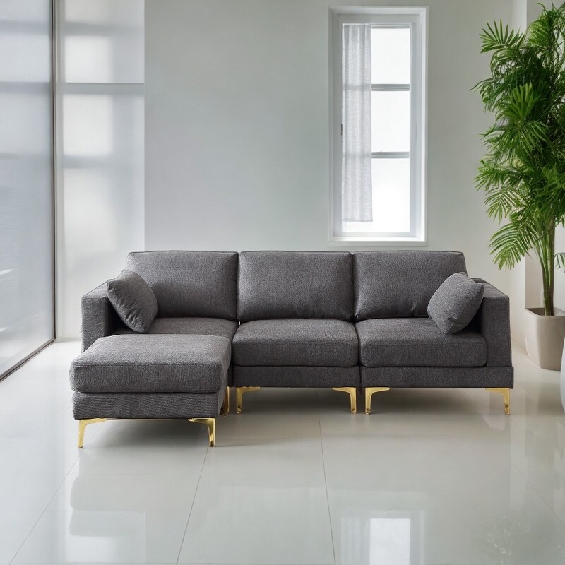 Modern Style L Shape Upholstered DIY Each Seat Sectional Sofa