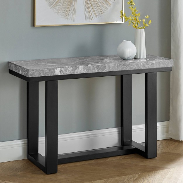 Lucca Gray Marble Sofa Table Espresso Steve Silver Co