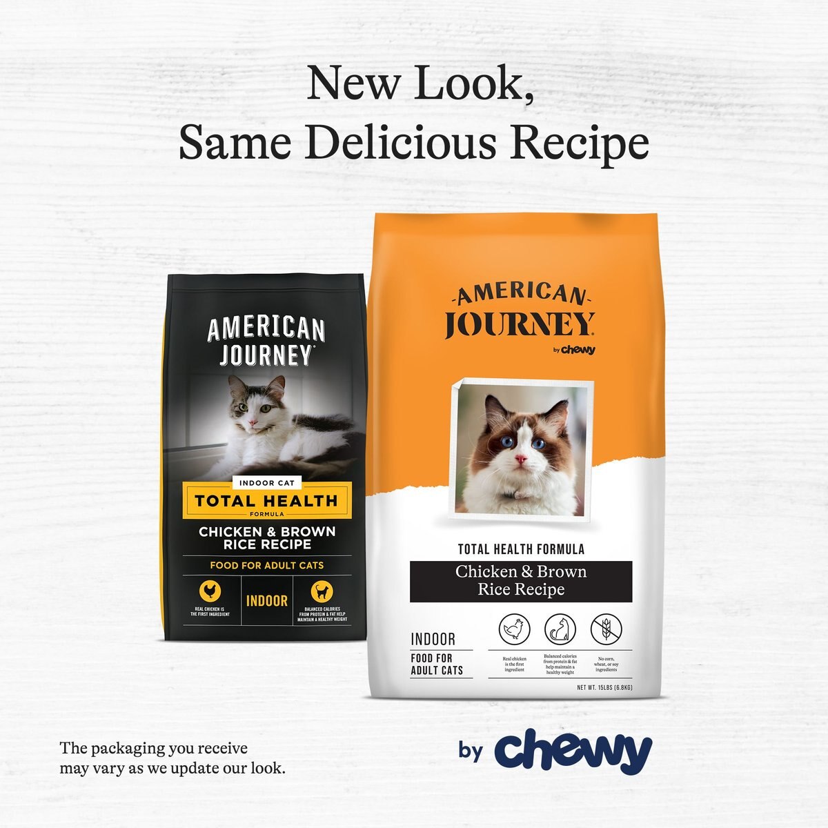 American Journey Indoor Cat Total Health Formula Chicken and Brown Rice Recipe Dry Cat Food， 15lb bag