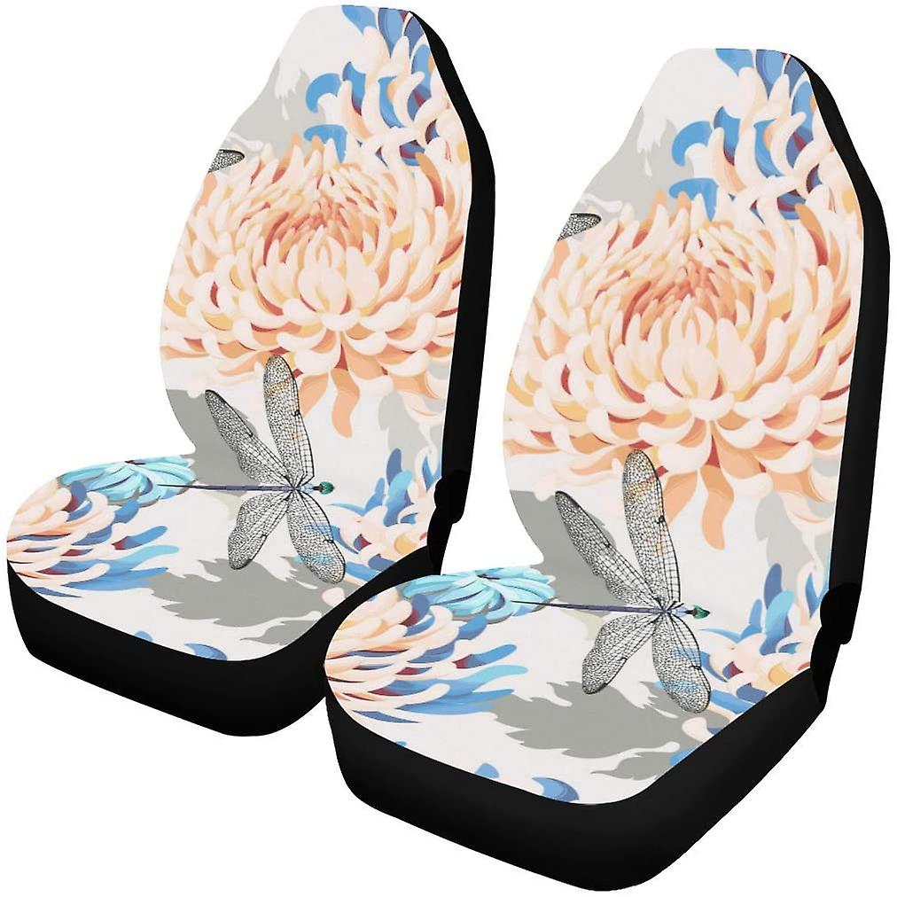 Set Of 2 Car Seat Covers Chrysanthemum Universal Auto Front Seats Protector Fits For Car，suv Sedan，truck D---40121