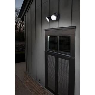 LUTEC 2-Light Black Outdoor Integrated LED Wall Mount Flood Light P6221B