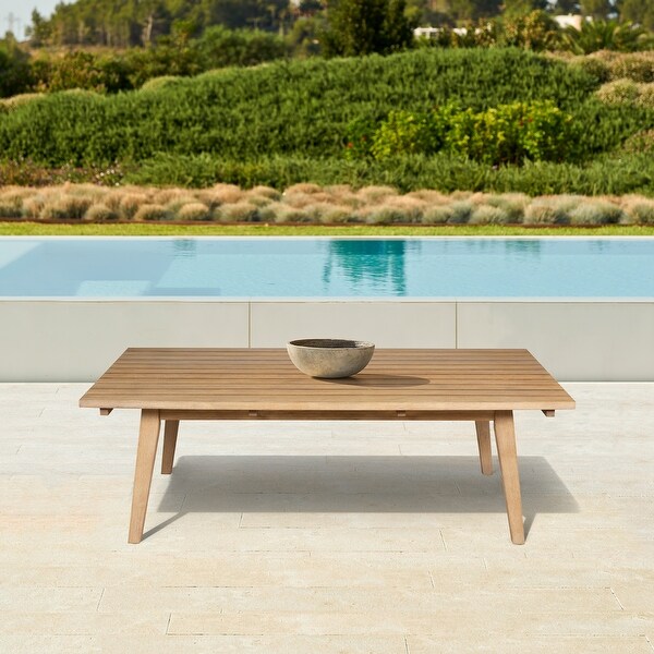 Cypress Outdoor Patio Coffee Table in Blonde Eucalyptus Wood