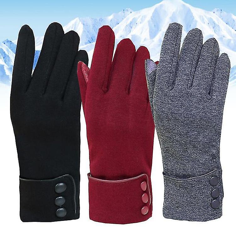 Women Winter Gloves Warmer Plush Glove Lined Windproof Touchscreen Gloves For Women Girls2set Grey+red