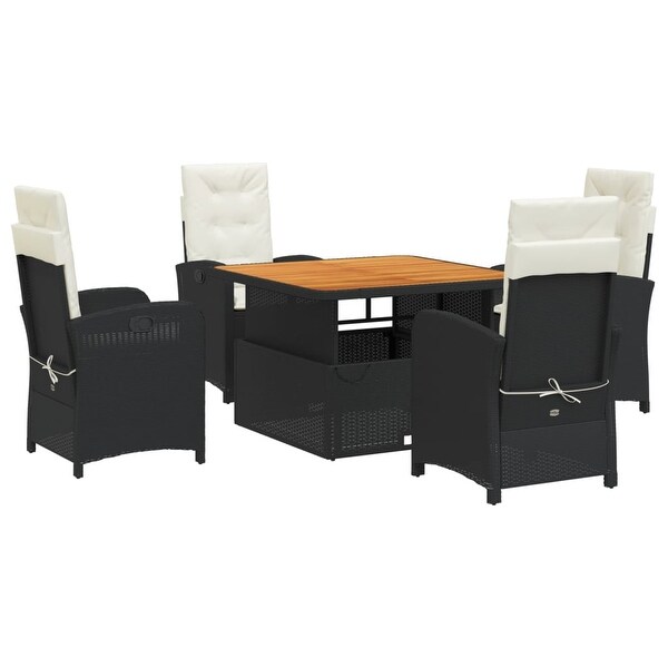 vidaXL Patio Dining Set with Cushions Furniture 2 Piece Black Poly Rattan