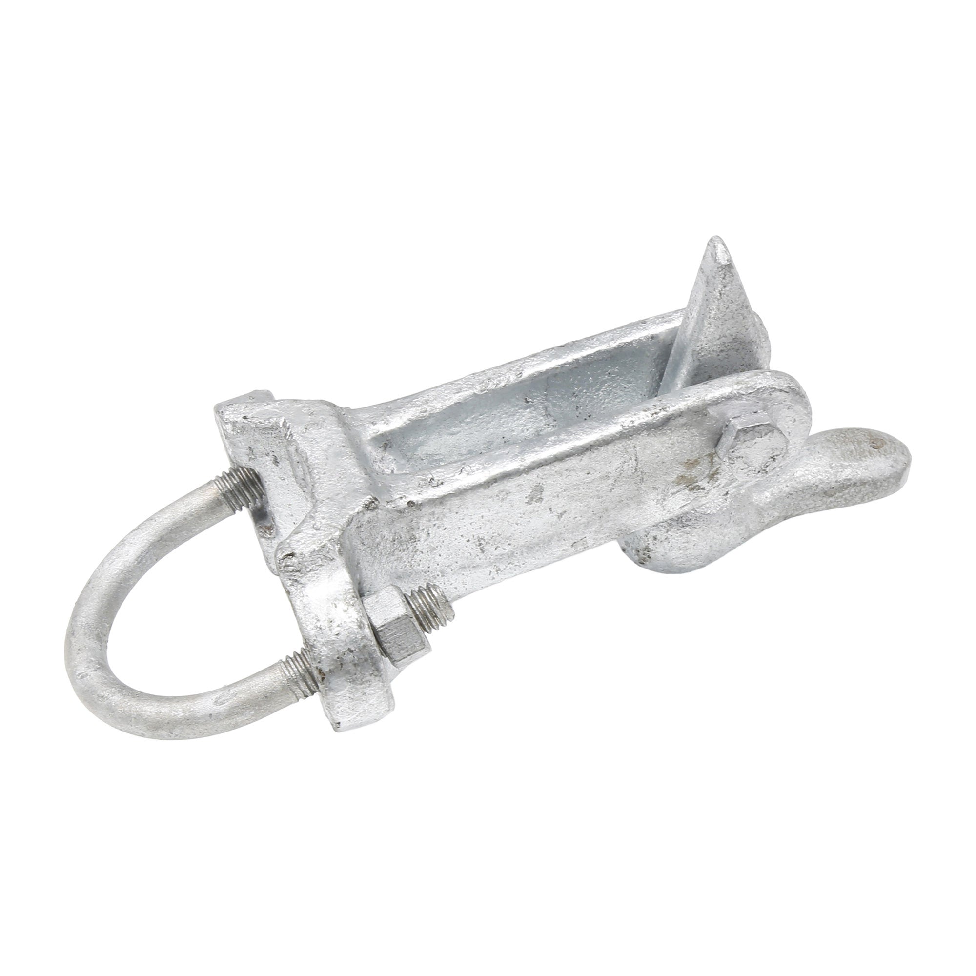 Plum Fittings Chain Link Fence Gate Holder 1 5/8" or 2" [1 7/8" OD] | Duckbill Gate Holdback | Galvanized Pressed Steel