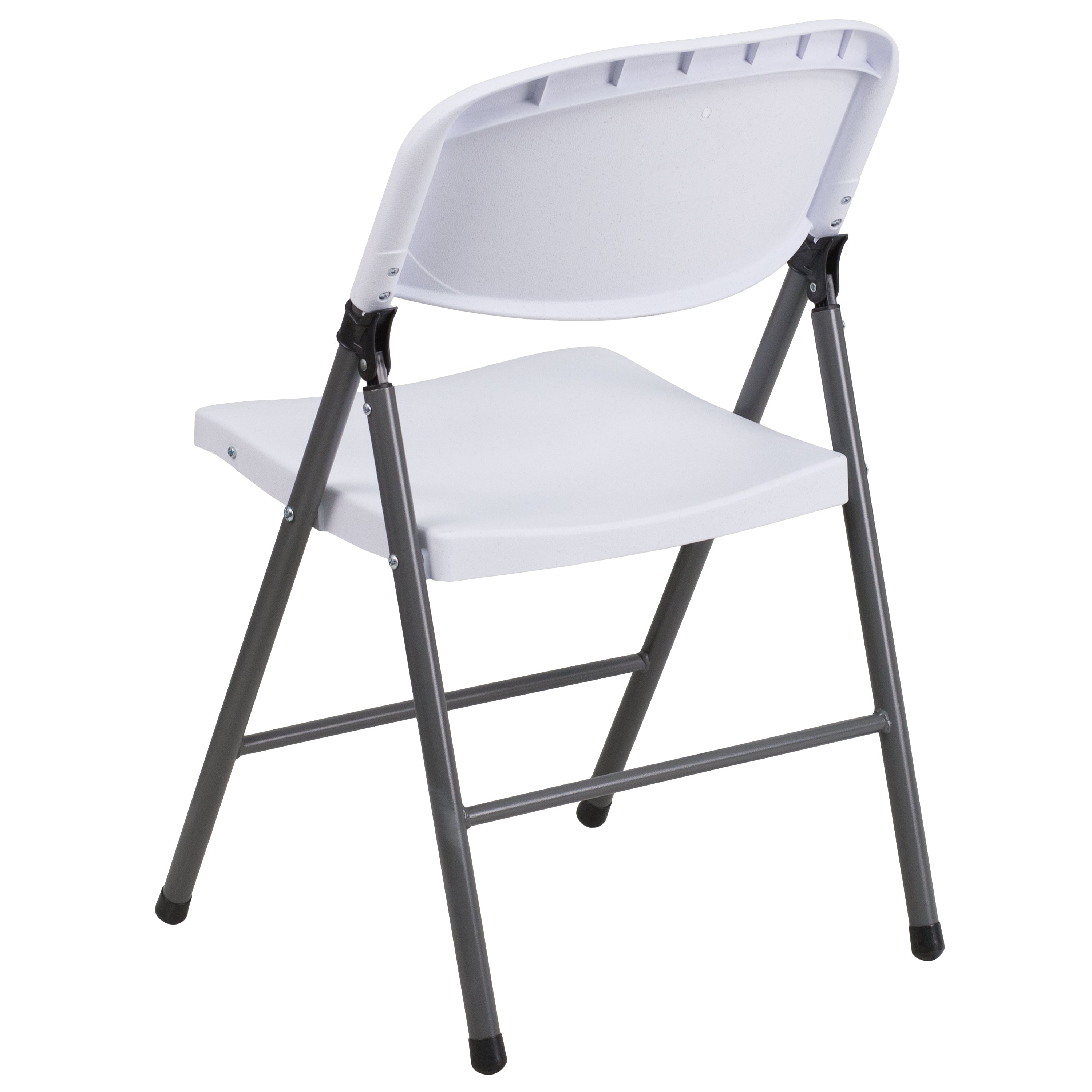 Flash Furniture 6 Pack HERCULES Series 330 lb. Capacity Granite White Plastic Folding Chair with Charcoal Frame