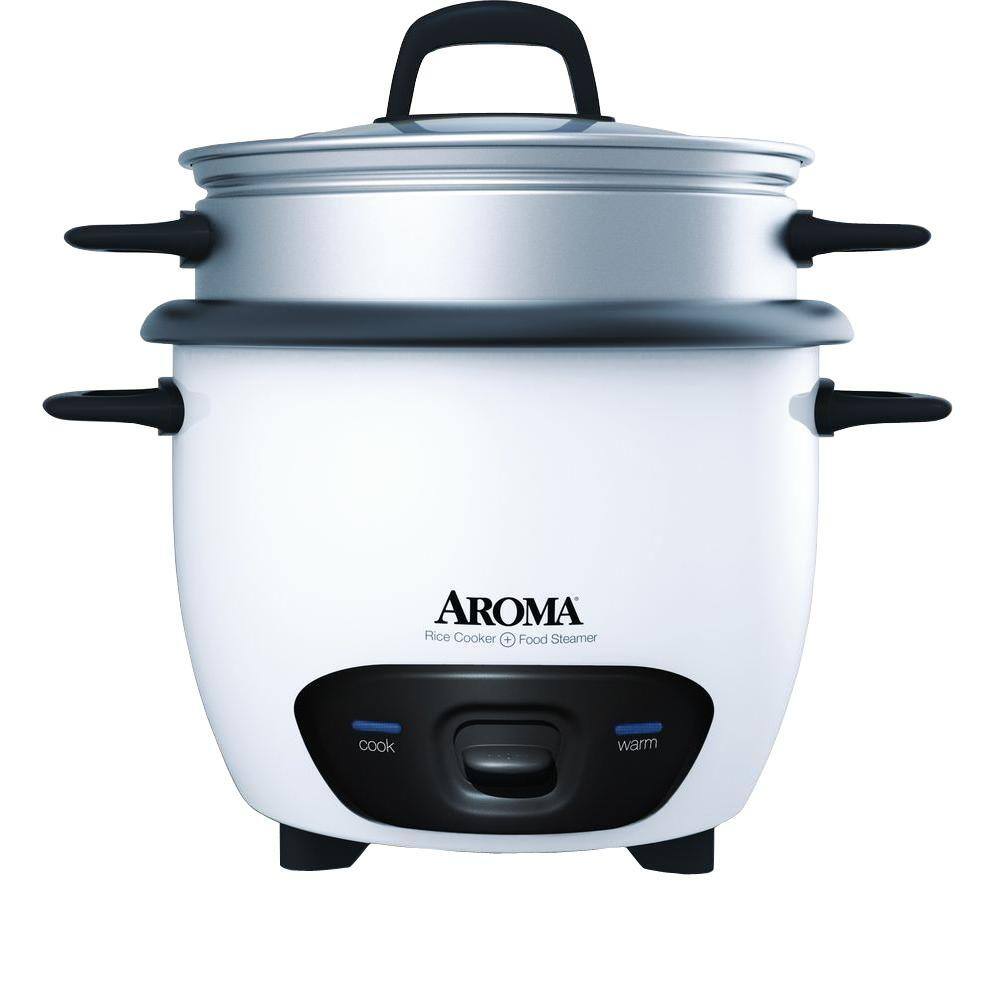 AROMA Pot-Style 6-Cup White Rice Cooker ARC-743-1NG