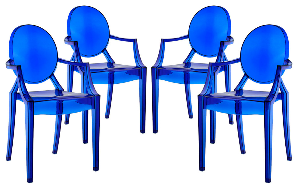 Blue Casper Dining Armchairs Set of 4   Contemporary   Outdoor Dining Chairs   by First of a Kind USA Inc  Houzz