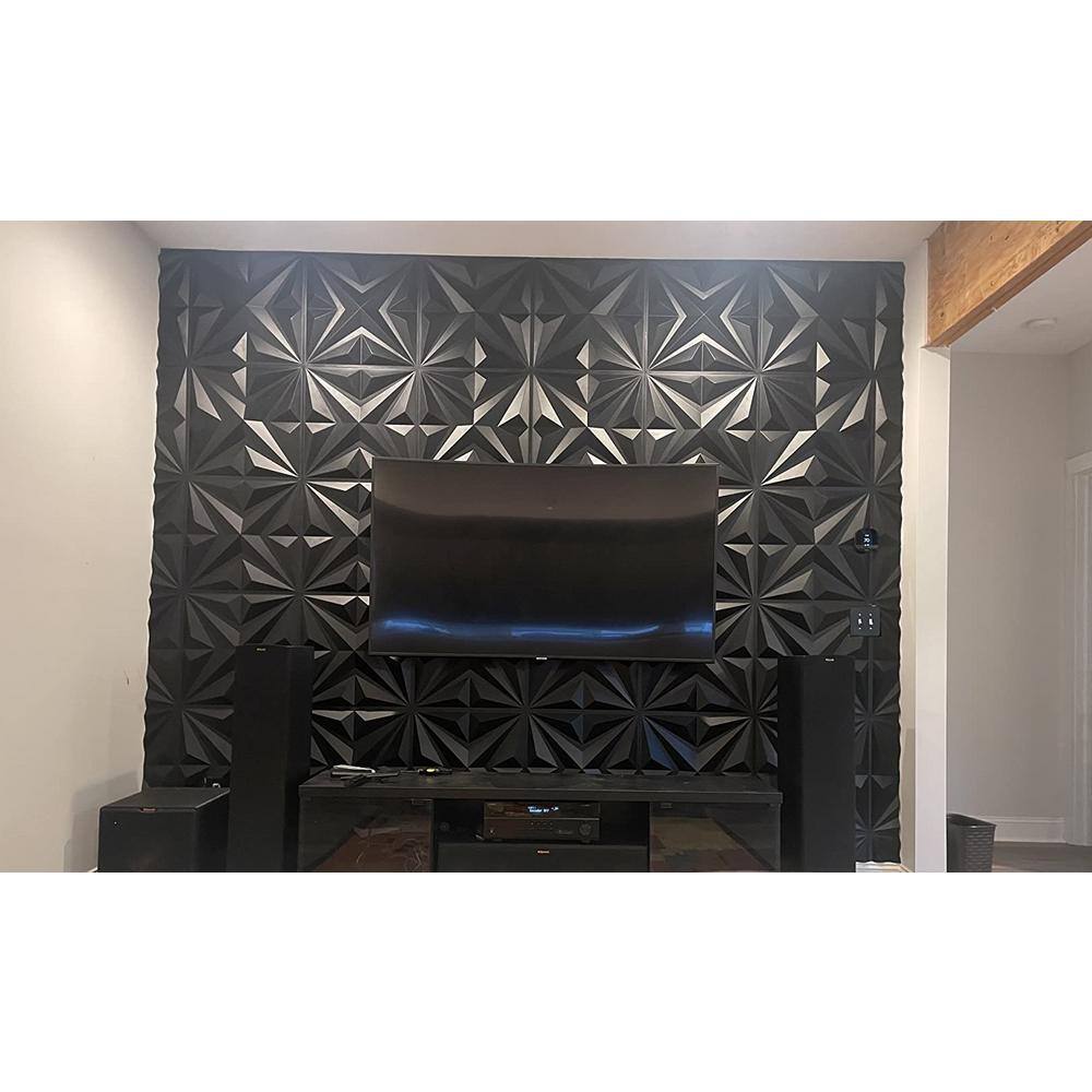 Art3dwallpanels 19.7 in. x 19.7 in. 32 sq. ft. Black PVC 3D Wall Panel Star Textured for Interior Wall Decor (Pack of 12-Tiles) A10hd050BKP12