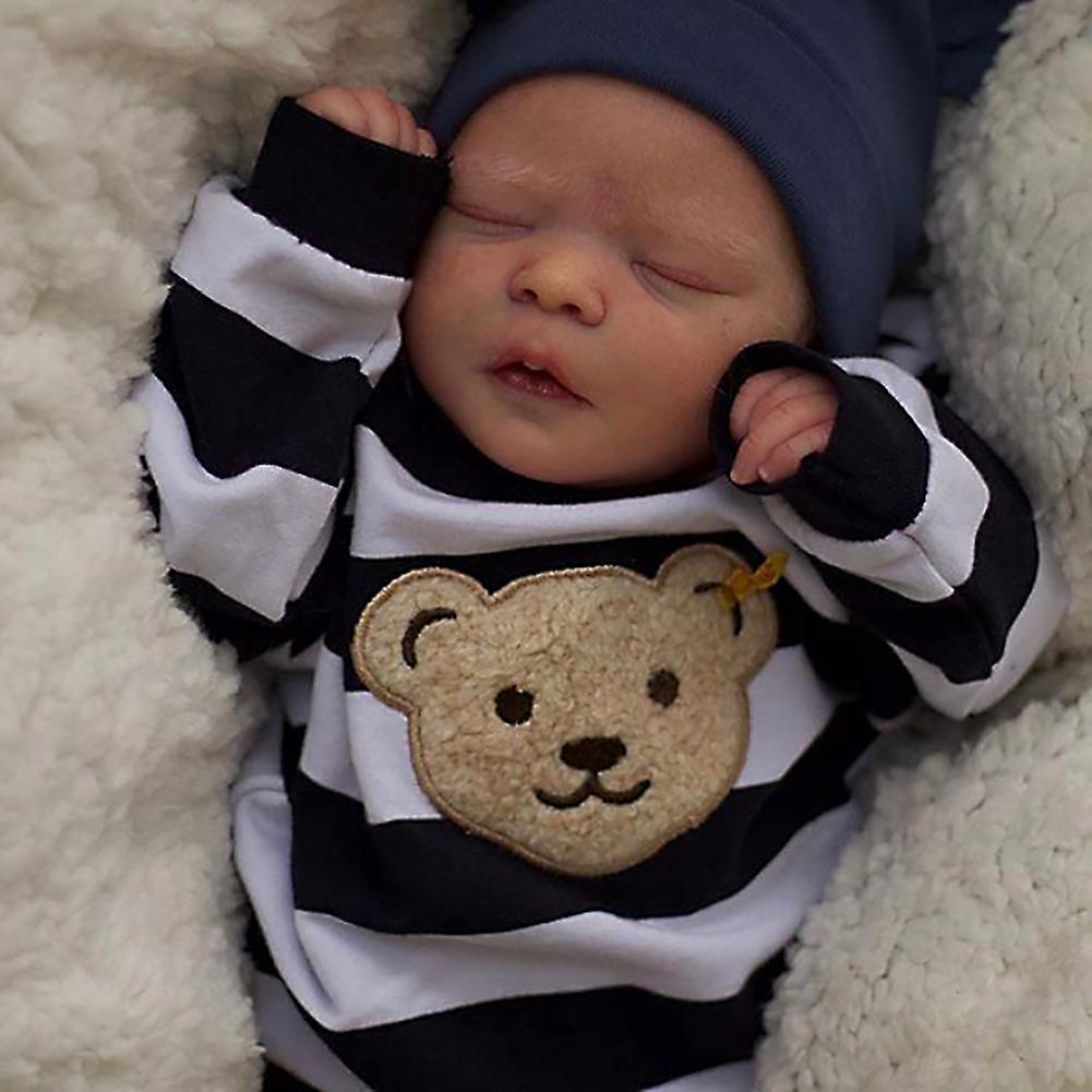 45cm  Premie Bebe Doll Reborn Asleep Lifelike Soft Touch Cuddly Baby 3d Skin Visibile Veins New