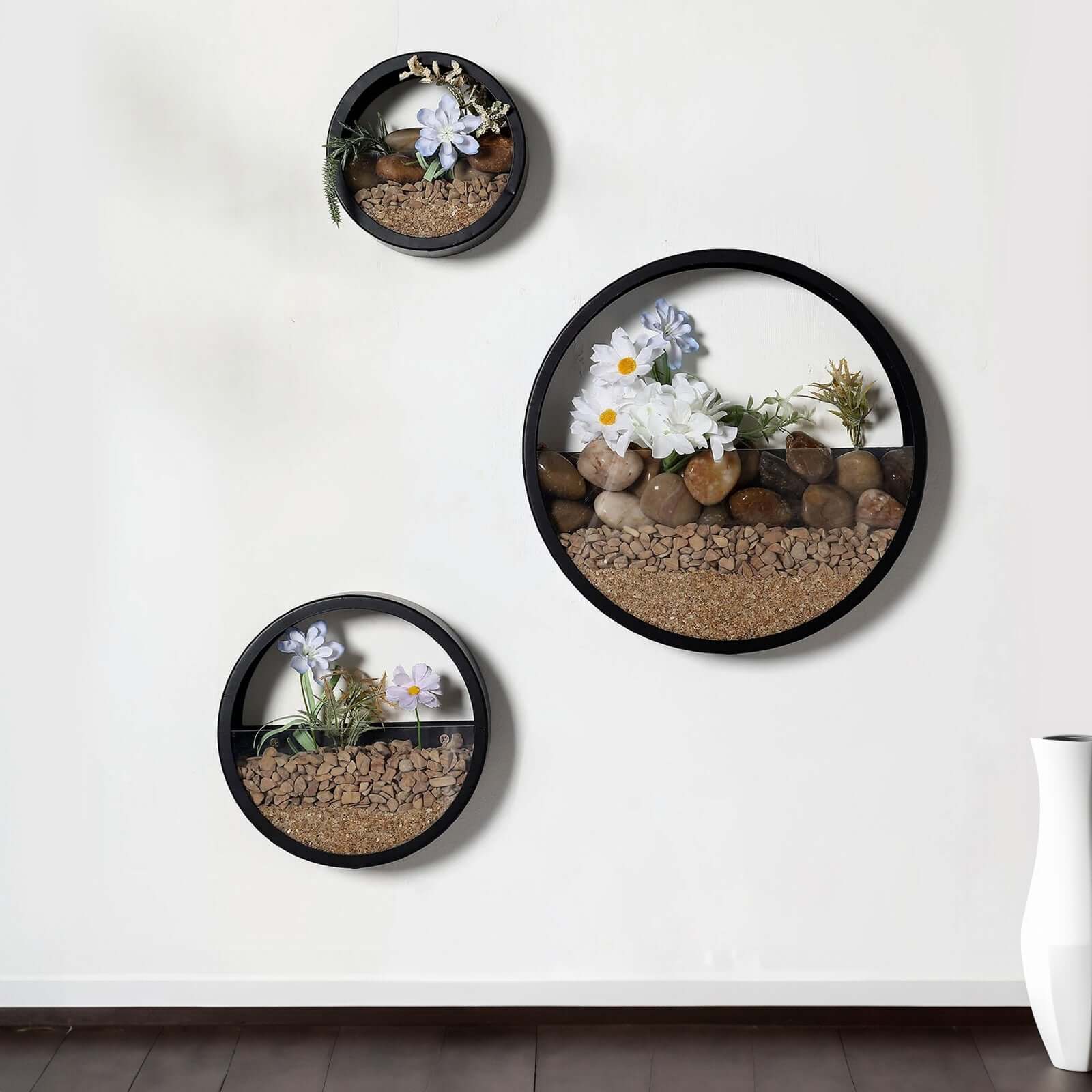 Set of 3 Black Half Moon Wall Planters, Round Metal Wall Hanging Planter, Modern Indoor/Outdoor Terrarium 6