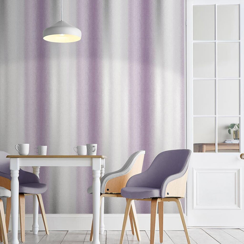 Wild Flower Stripe Plum Wallpaper