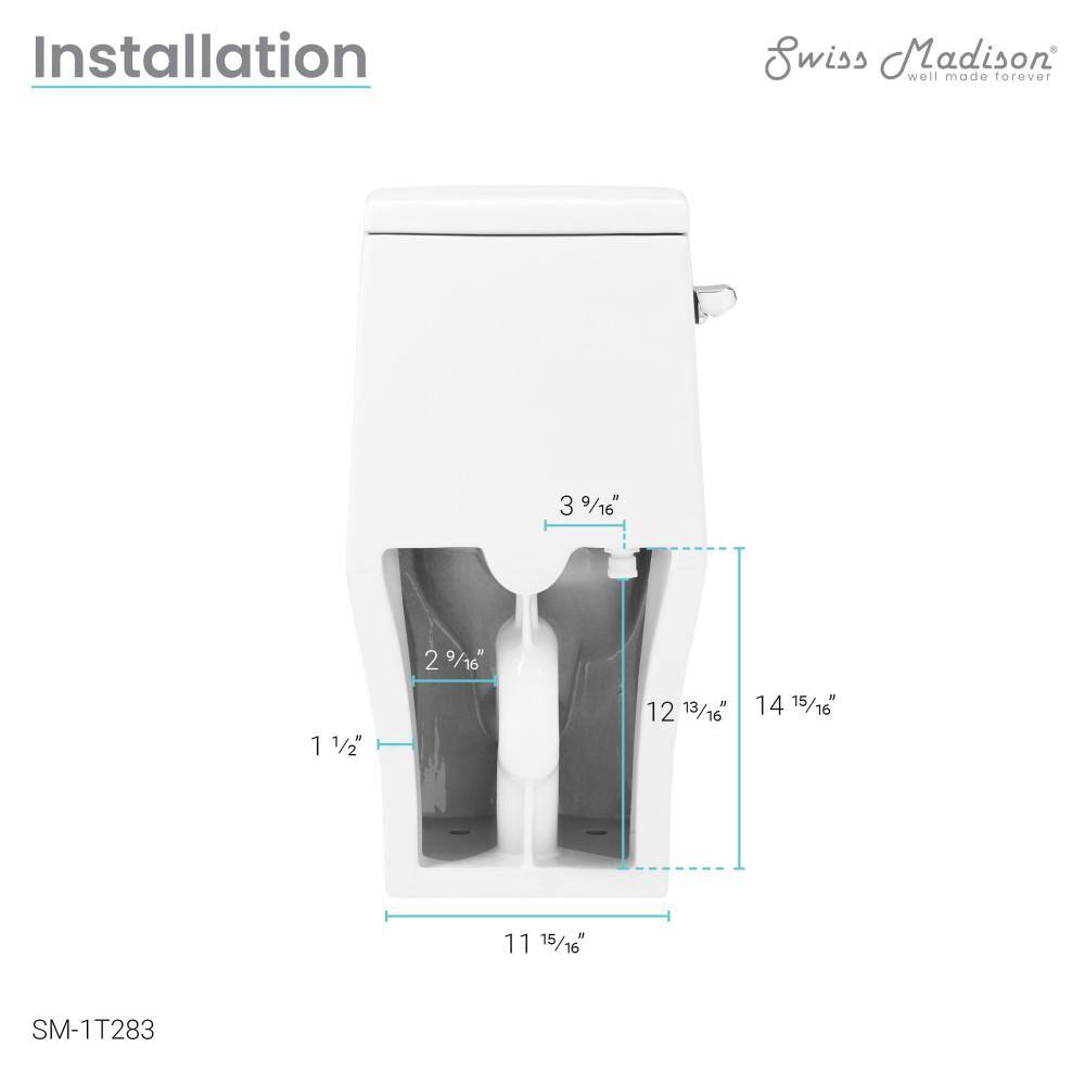 Swiss Madison Ivy One-Piece 1.28 GPF Toilet Single Flush Elongated Toilet in Glossy White Seat Included SM-1T283