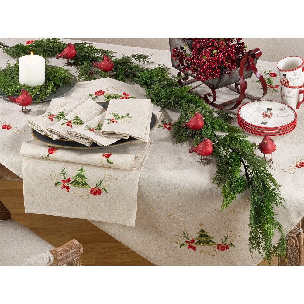 Embroidered Christmas Tree Table Runner