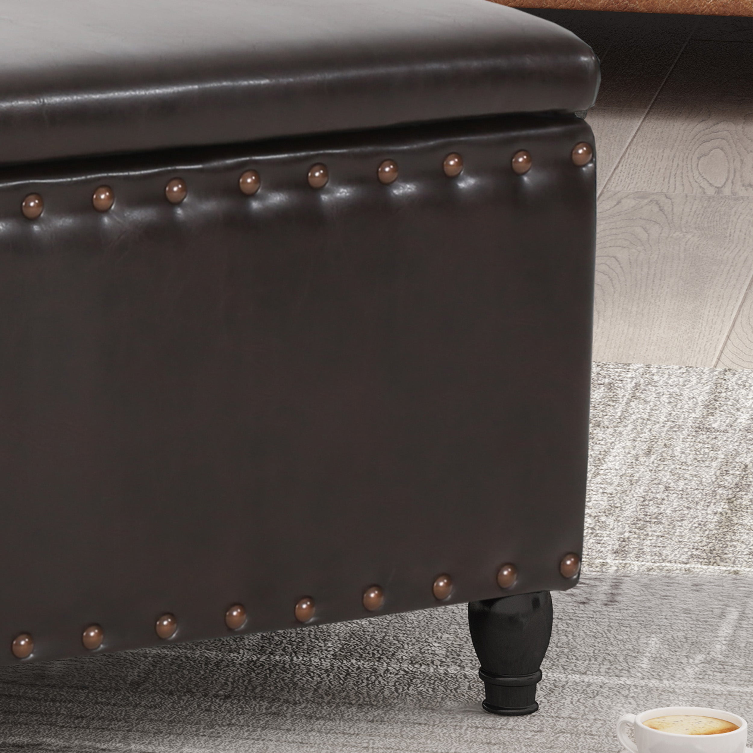 Envy Contemporary Bonded Leather Storage Ottoman