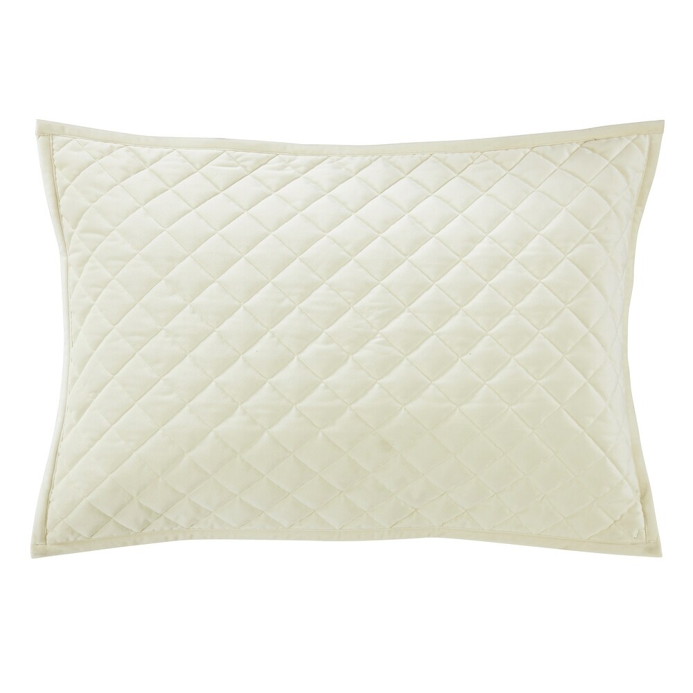 HiEnd Accents Velvet Diamond Quilted Pillow Sham Set  2PC