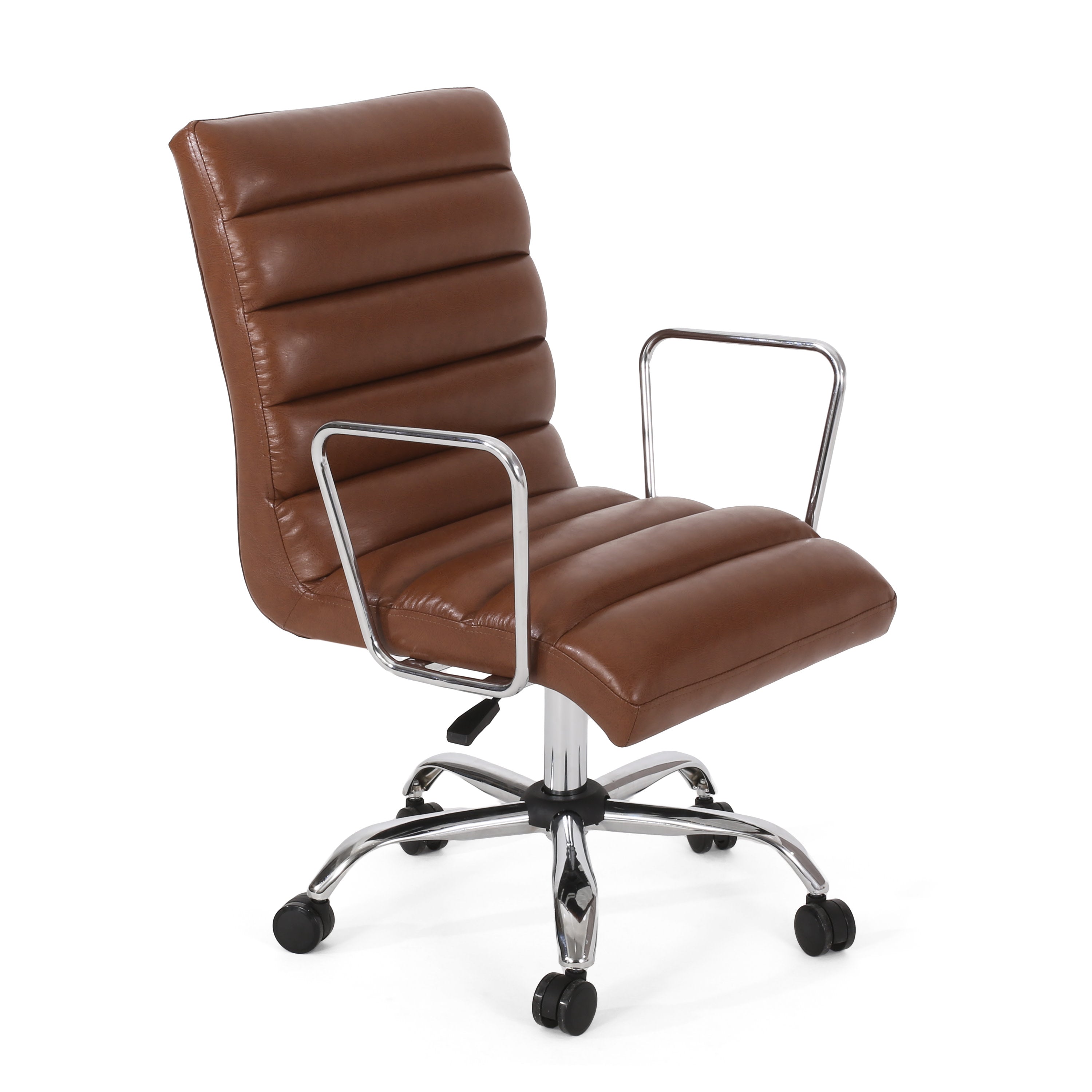 Gilmans Contemporary Faux Leather Channel Stitch Swivel Office Chair