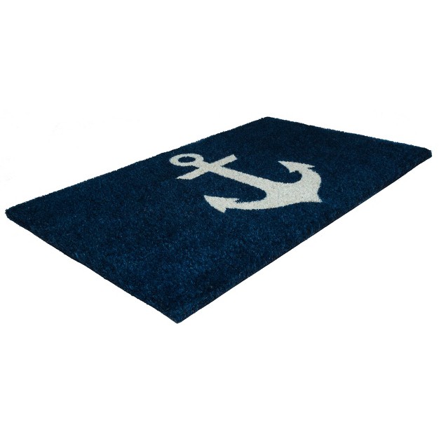 X 2 x27 4 quot Anchor Nautical Indoor outdoor Coir Doormat Blue white Entryways