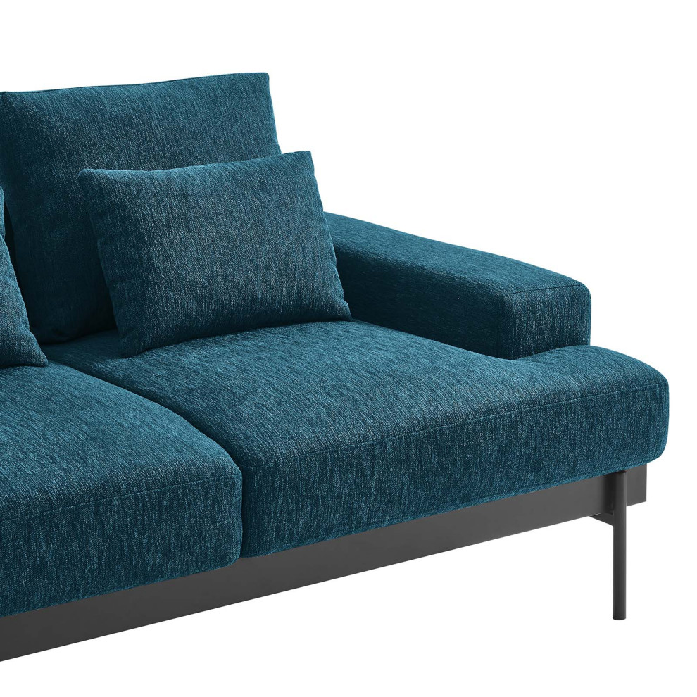 Proximity Upholstered Fabric Loveseat  Azure   Midcentury   Loveseats   by Homesquare  Houzz