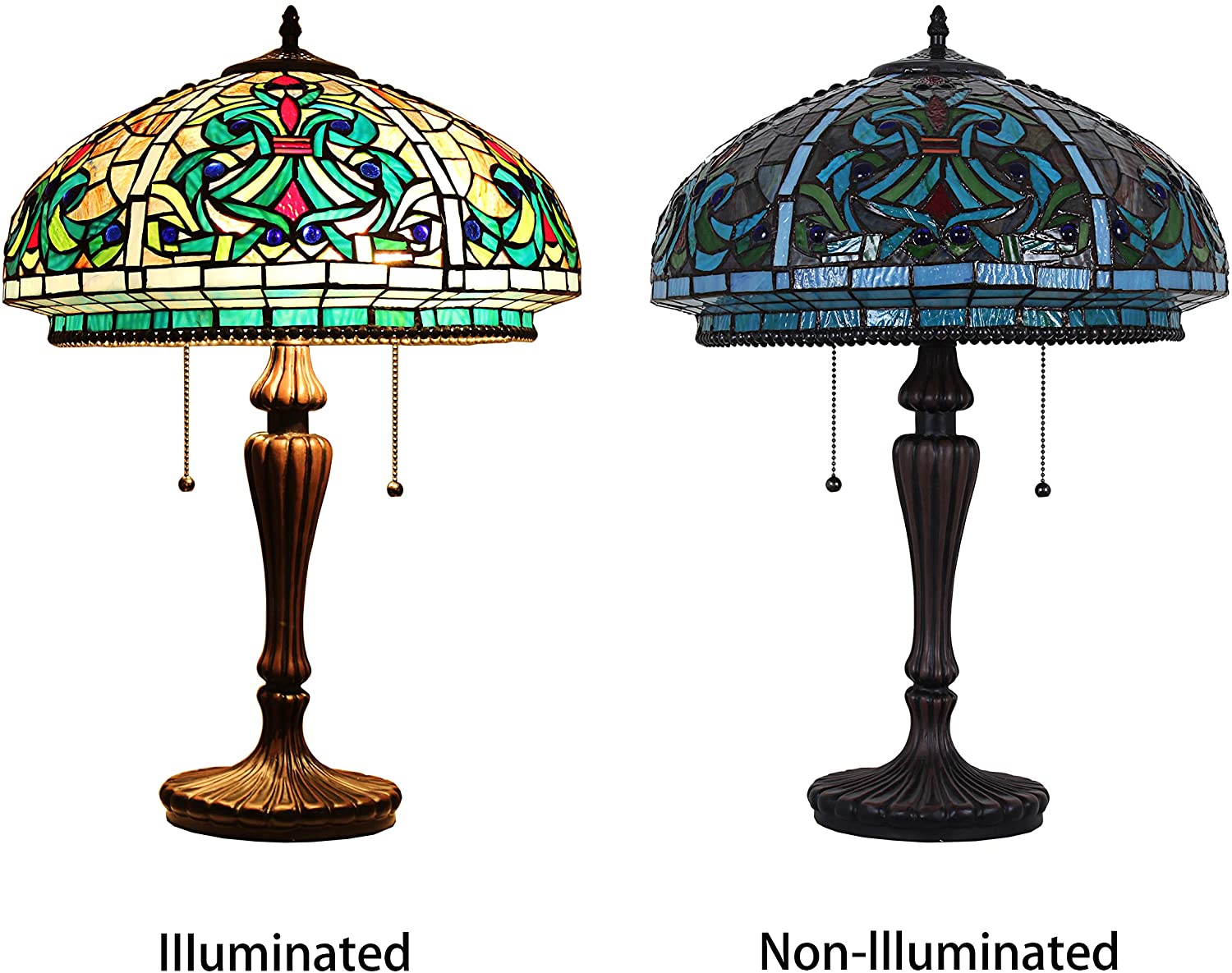 RADIANCE Goods Tiffany-Style Victorian Stained Glass Table Lamp 17" Width