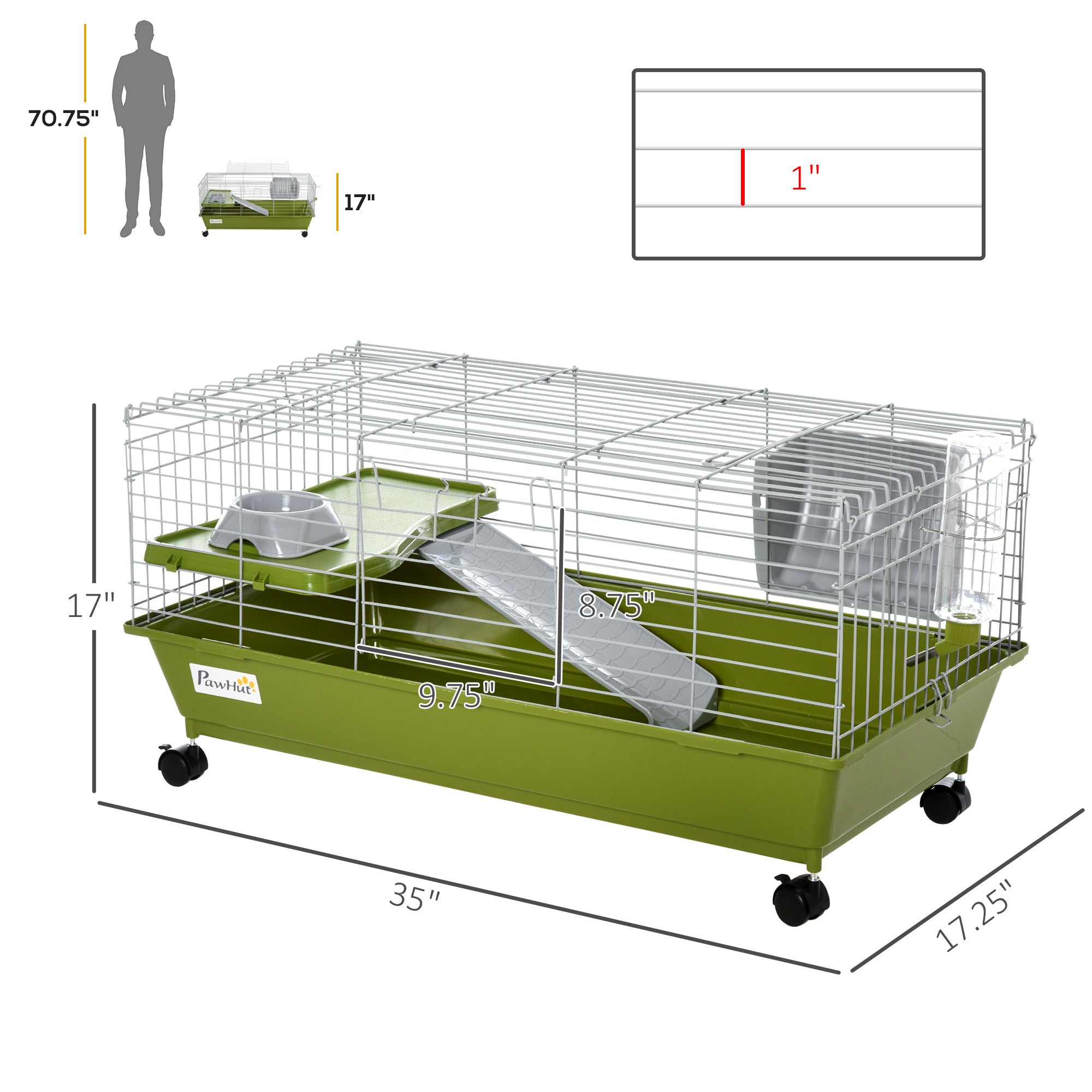 Pawhut Small Animal Cage with Platform， 35