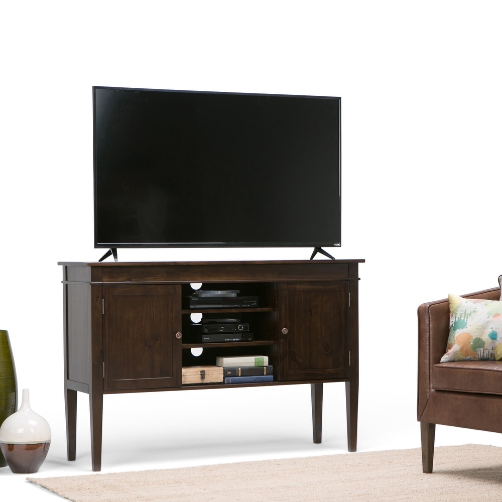 WYNDENHALL Sterling SOLID WOOD 54 inch Wide Transitional TV Media Stand For TVs up to 60 inches