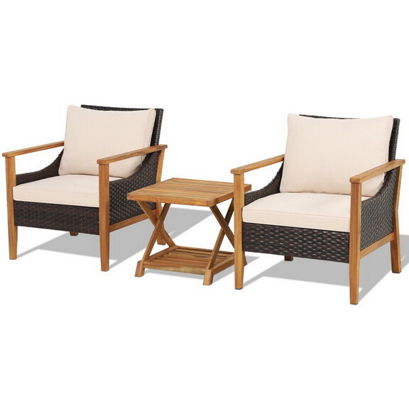 Costway 67298541 3 Pieces Patio Wicker Furniture S...