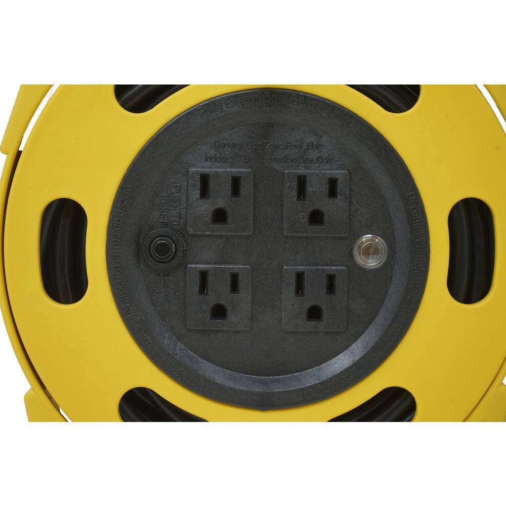 Woods 25 ft. 163 Outdoor Multi-Outlet (4) Portable Extension Cord Reel Power Station 2801