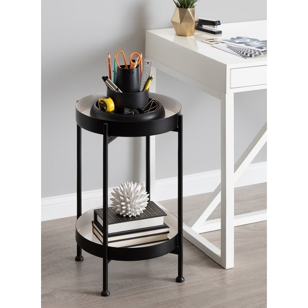 Kate and Laurel Nira Two-Tiered Metal Side Table - 15x15x24