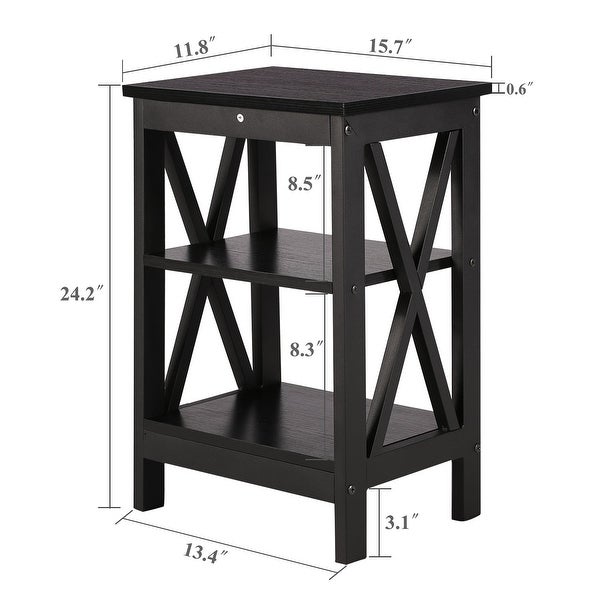 Modern End Table with 3-Tier Open Storage Shelves