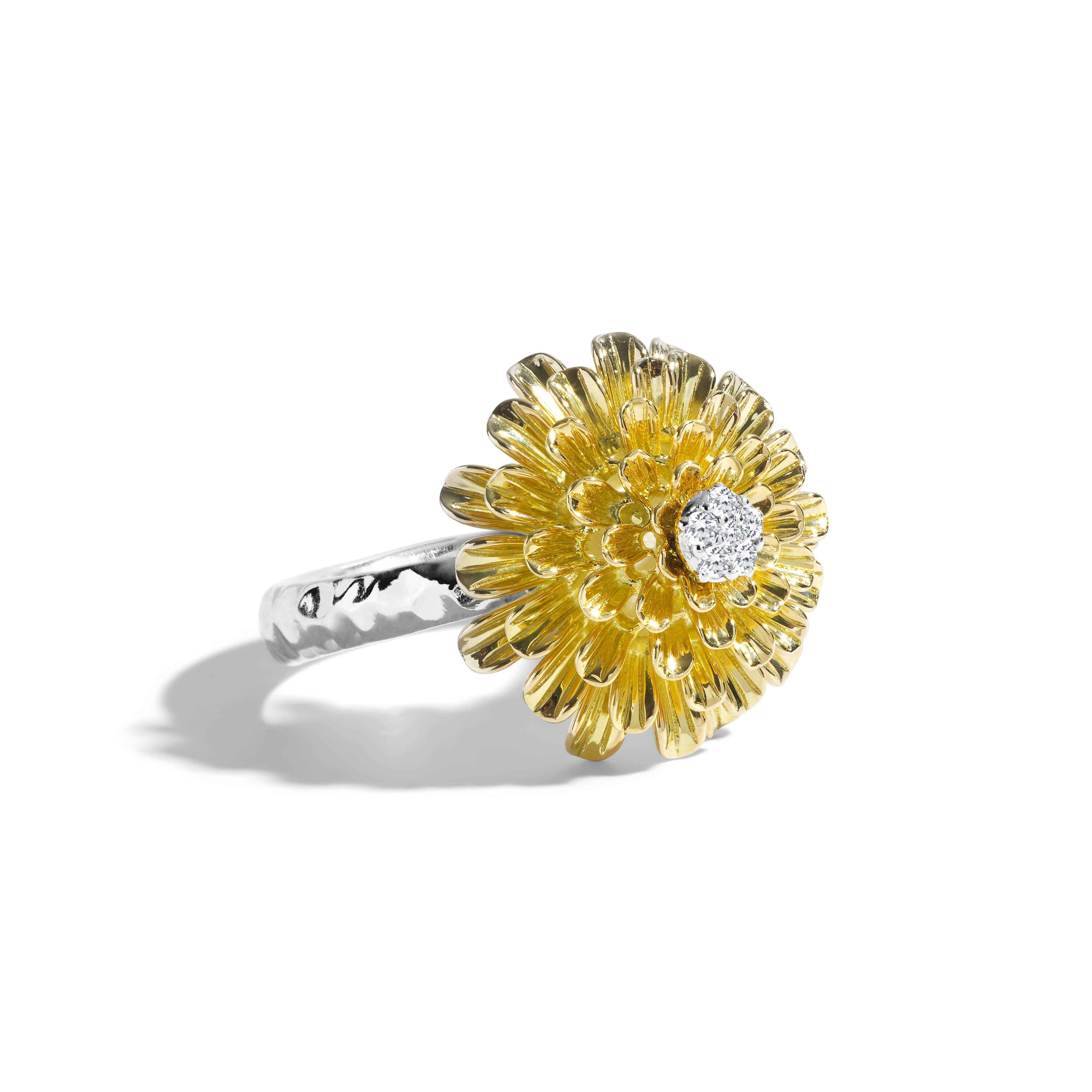 Dandelion Flower Ring with Diamonds