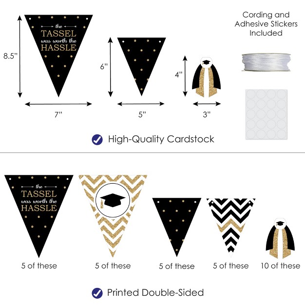 Big Dot Of Happiness 30 Piece Gold Graduation Party Pennant Triangle Banner