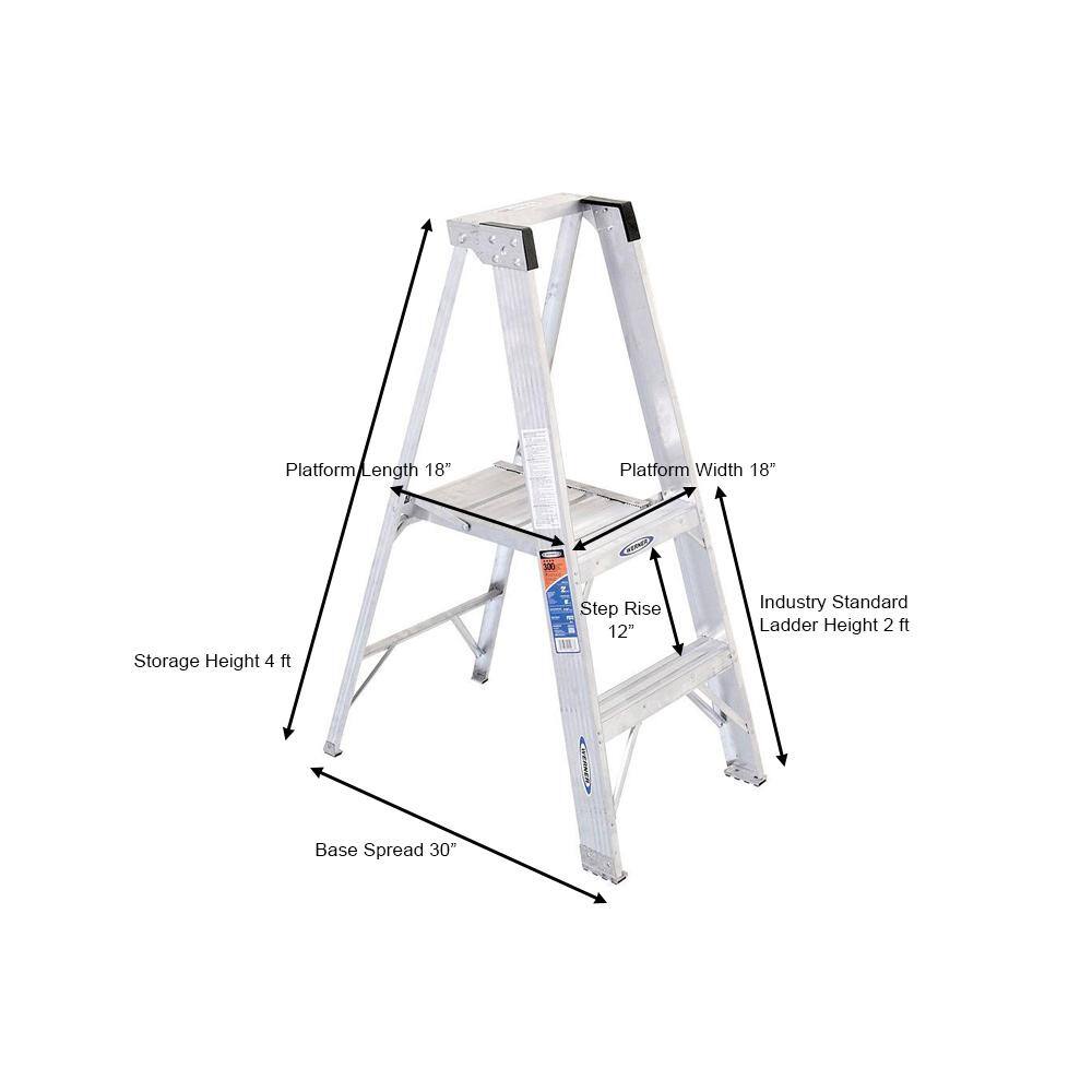 Werner 2 ft. Aluminum Platform Step Ladder ( 8 ft. Reach Height) with 300 lbs. Load Capacity Type IA Duty Rating P372