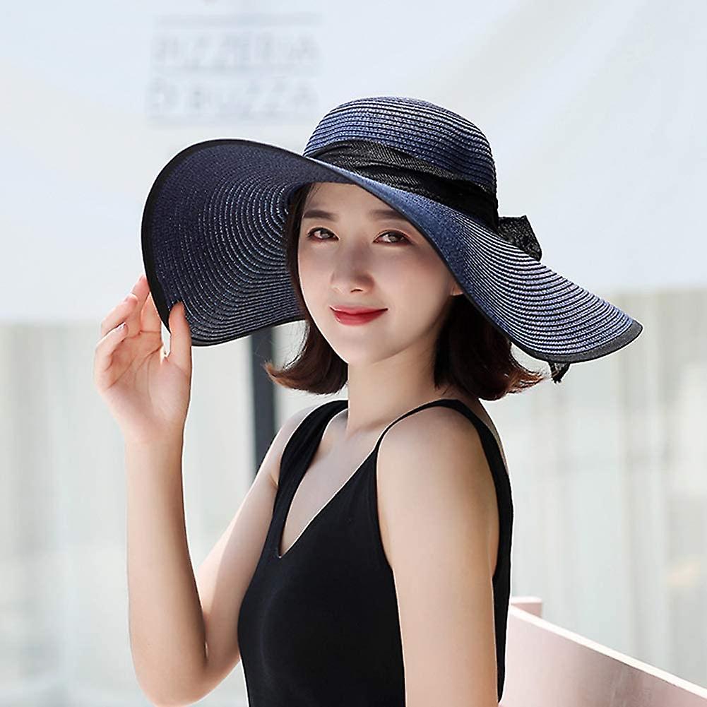 Women's Folable Floppy Hat，wide Brim Sun Protection Straw Hat， Summer Uv Protection Beach Cap