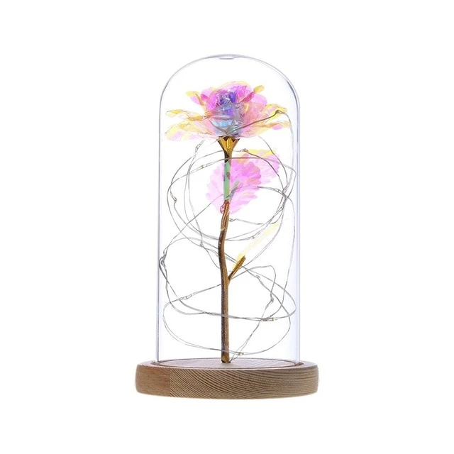 Galaxy Rose Led Fairy Lamp |  Rose Gold Flower |Galaxy Rose Glass