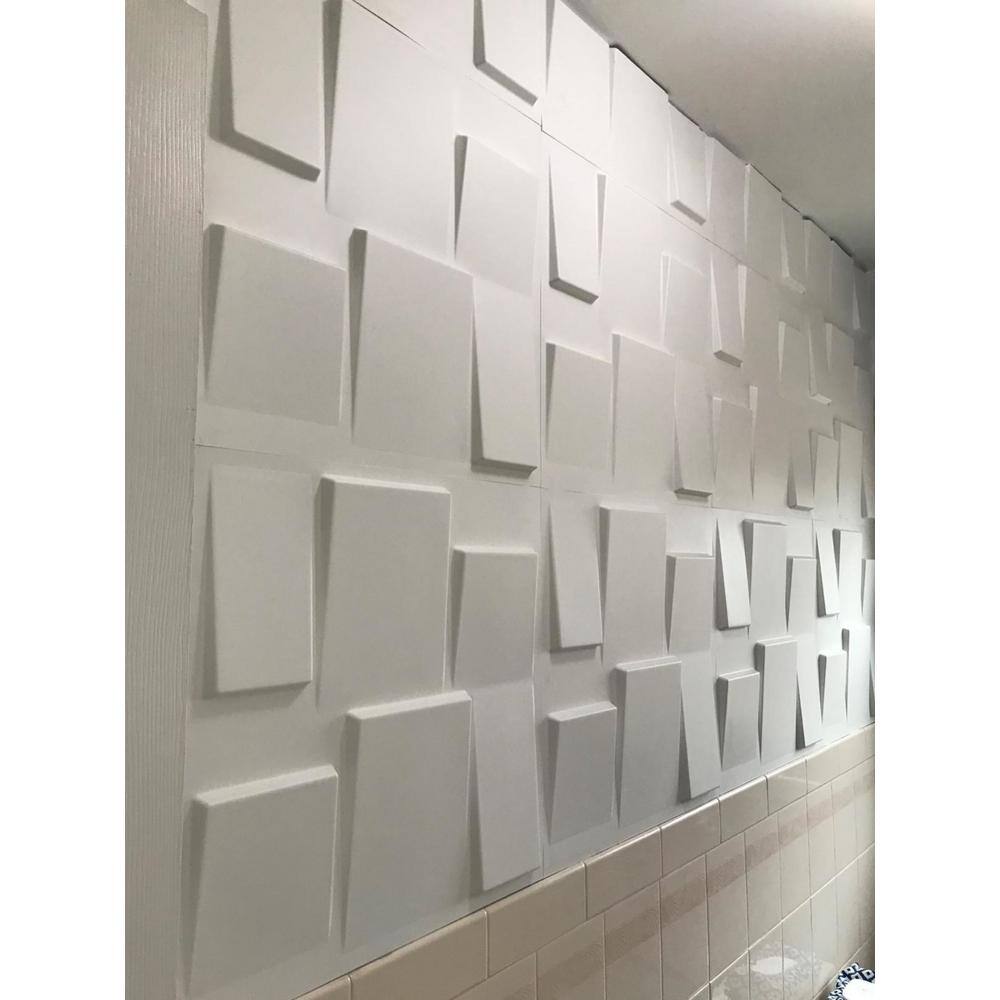 Art3d 19.7 in. x 19.7 in. White PVC 3D Wall Panels Decorative Wall Design (12-Pack) A10020