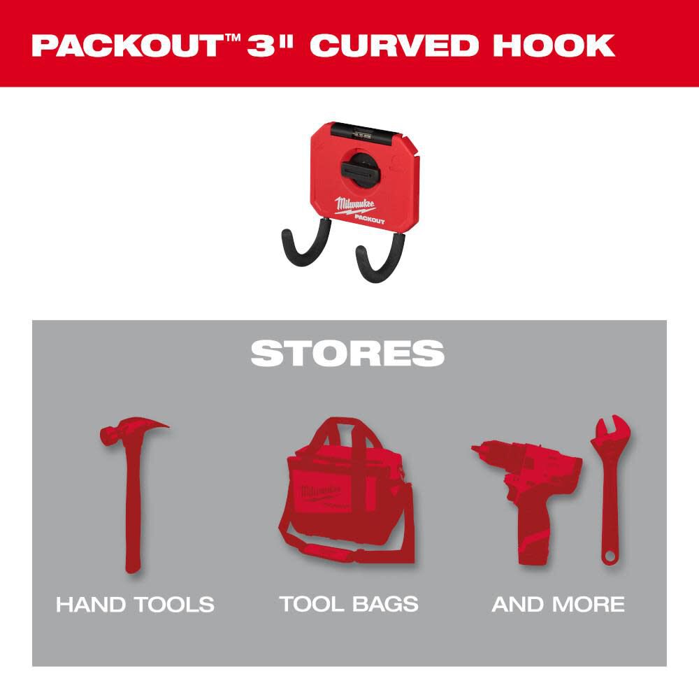 Milwaukee PACKOUT 3 Curved Hook 48-22-8335 from Milwaukee