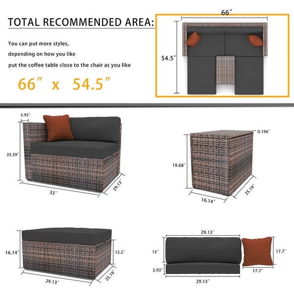 10 Pieces Outdoor Patio Garden Brown Wicker Sectional Sofa Conversation Set - Overstock - 37543688