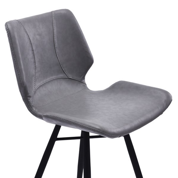 Armen Living Zurich Vintage Grey Faux Leather and Black-finished Metal Barstool