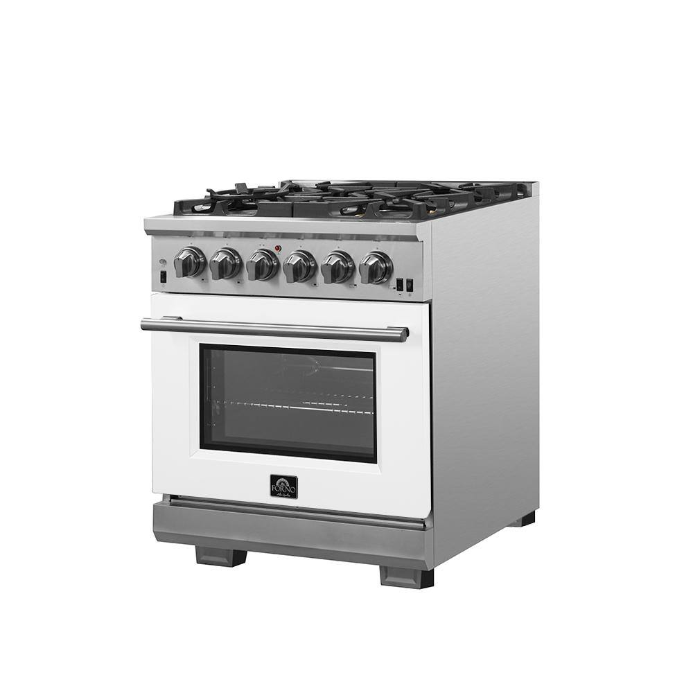 Forno Capriasca 30 in. 4.32 cu. ft. Oven Gas Range with 5 Gas Burners in Stainless Steel with White Door FFSGS6260-30WHT