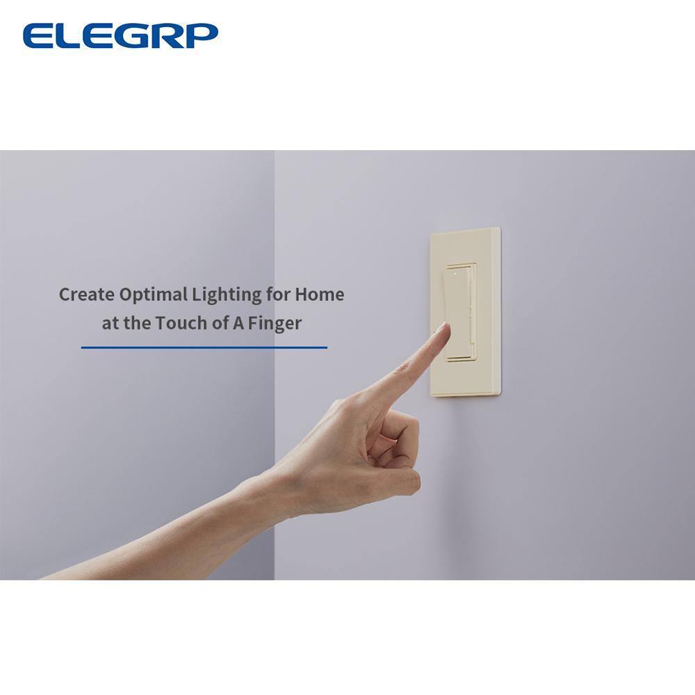 ELEGRP Slide 300-Watt Single Pole 3-Way Dimmer Rocker Paddle Wall Plate Included Light Almond (2-Pack) DM19-LA2