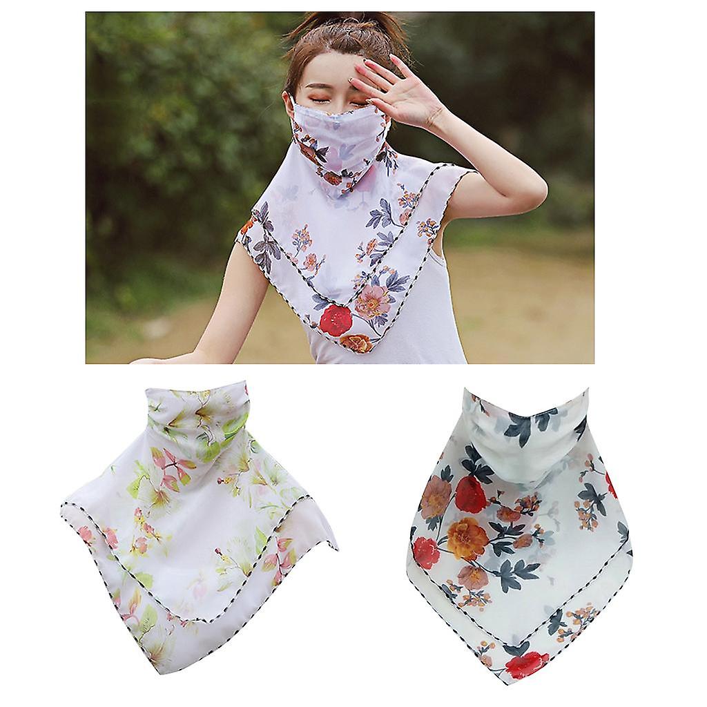 2 Pieces Women Half Face Mask Scarf Mouth Cover Dust-proof Scarf Neck Masks