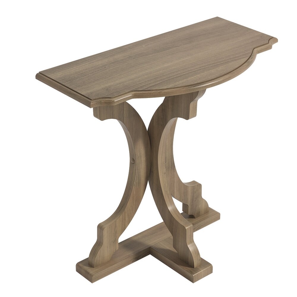 GALANO Doynton Half Moon Solid Wood Side Table