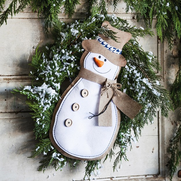 Evergreen Snowman Burlap Door Decor 13 50x17 50 quot h