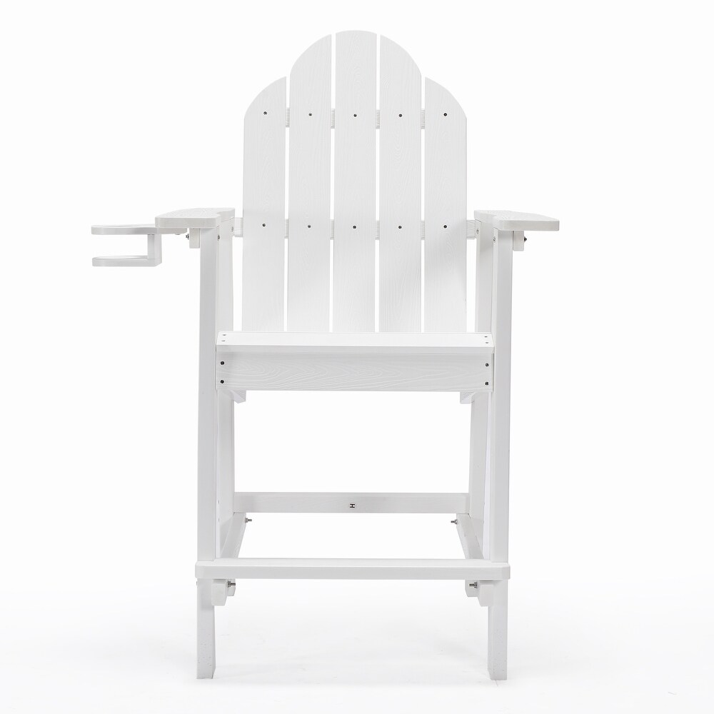 LUE BONA Outdoor Adirondack Chairs with Cup Holder Bar Height Adirondack Bar Stool with Arms for Balcony  Deck  or Patio