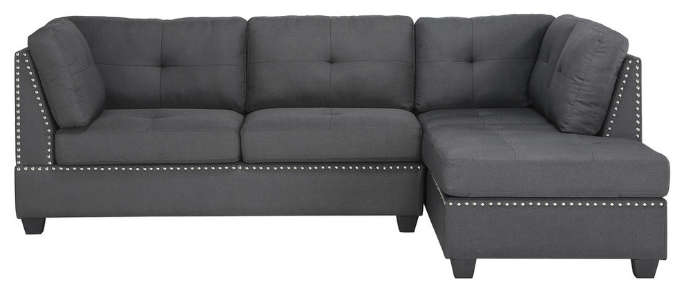 Edelweiss 2 piece set Sectional sofa  Dark Gray Color   Transitional   Sectional Sofas   by Lexicon Home  Houzz